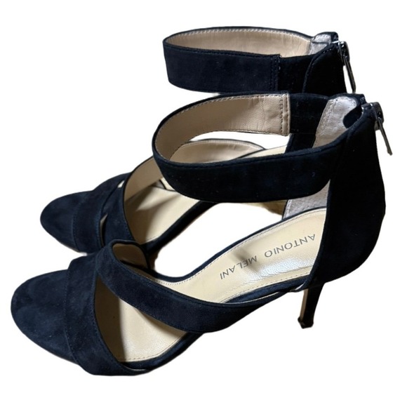 Antonio Melani Black Suede Strappy Heels – Size 7.5 - Picture 1 of 6
